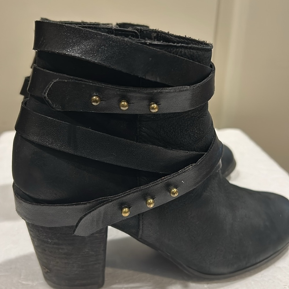 BP womens leather zip up ankle strappy boots block heel gothic punk rock size 6 - Picture 13 of 13